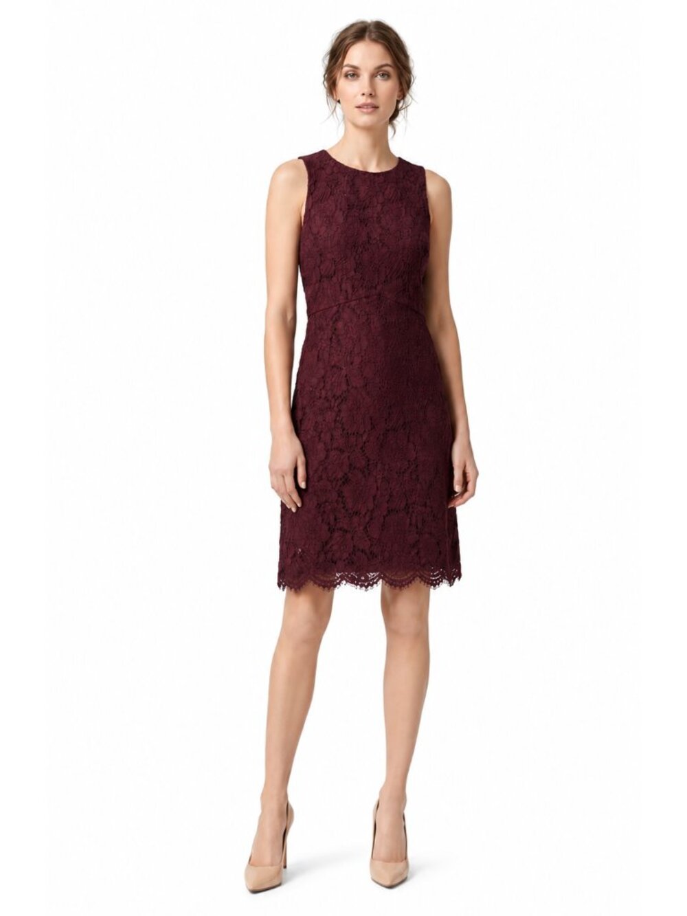 Ann Taylor Burgundy Lace Dress, Size 8